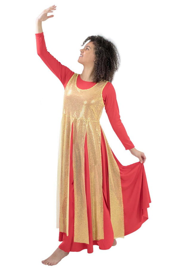 Adult Liturgical Sequin Tunic with Streamer Skirt Class Act Dancewear Adult Liturgical Sequin Tunic with Streamer Skirt Class Act Dancewear